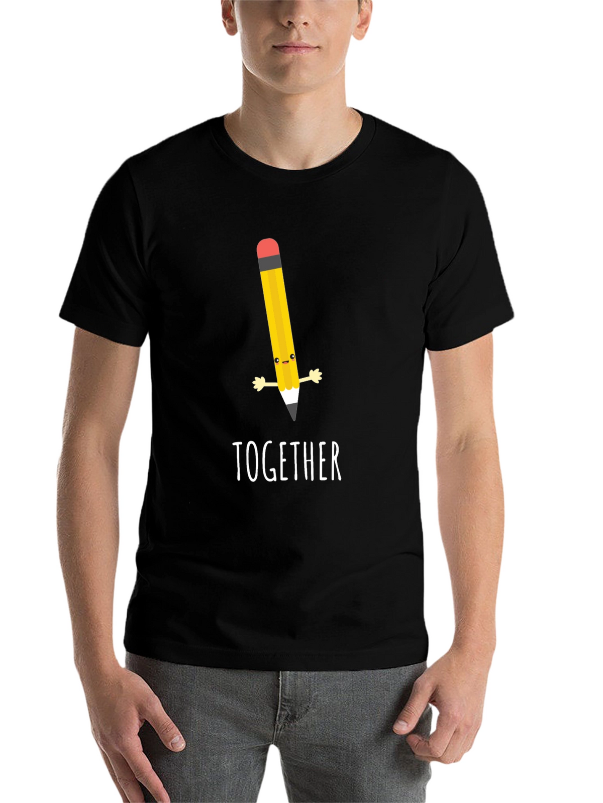 Together Pencil Graphic Black T-Shirt