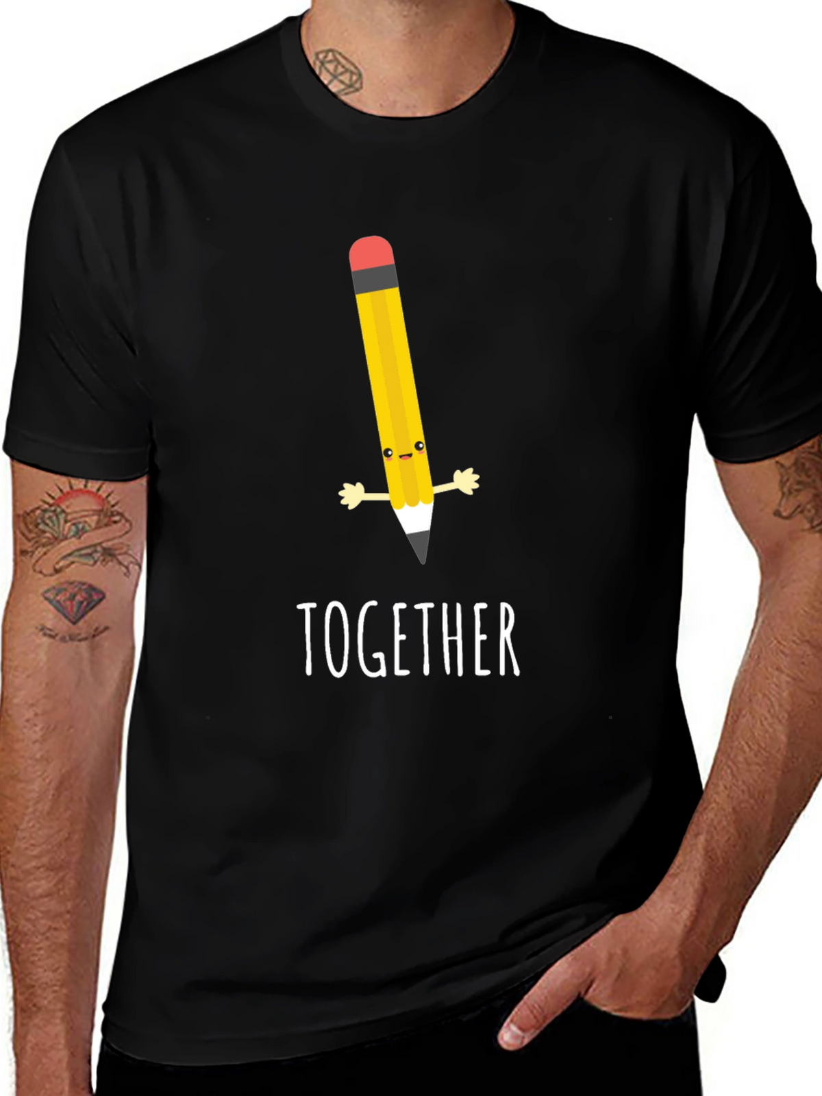 Together Pencil Graphic Black T-Shirt