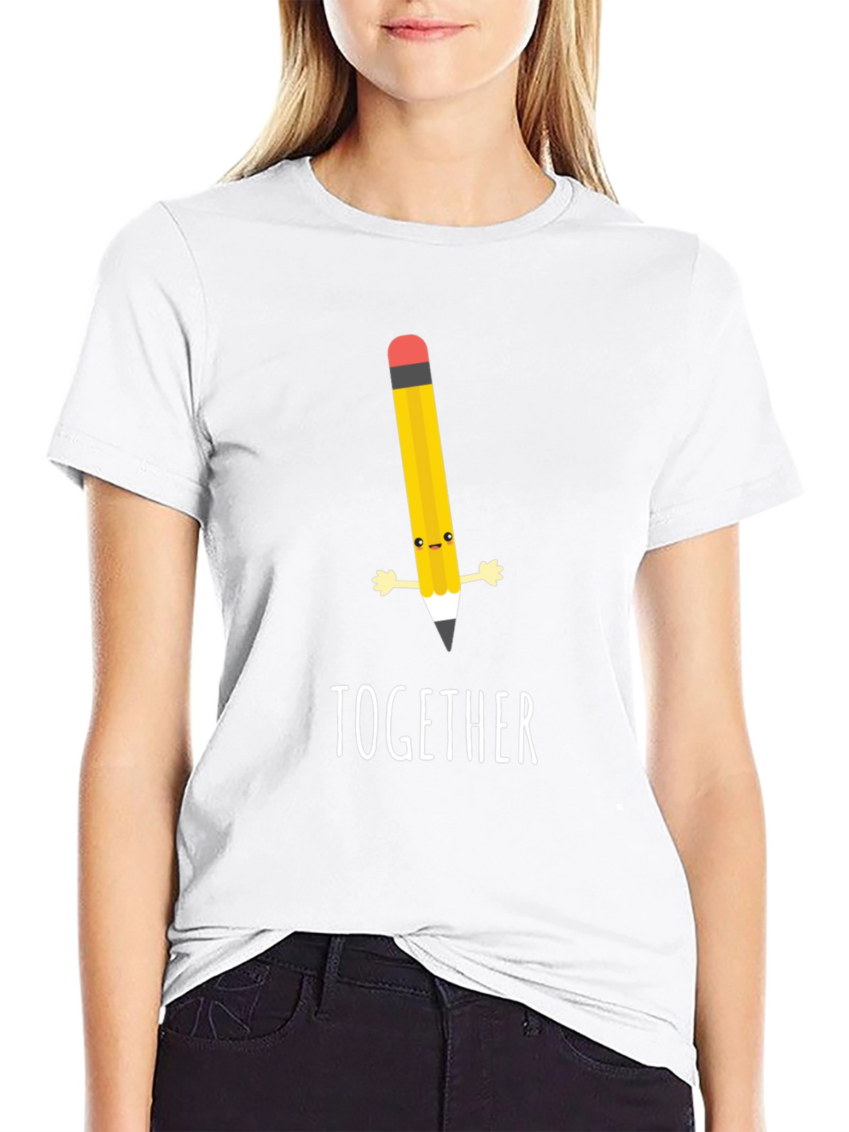 Together Pencil Graphic Black T-Shirt