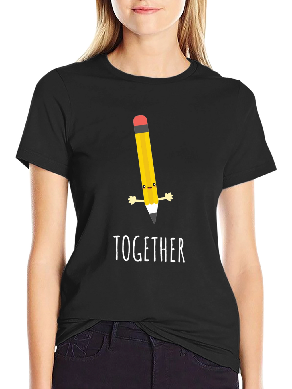 Together Pencil Graphic Black T-Shirt