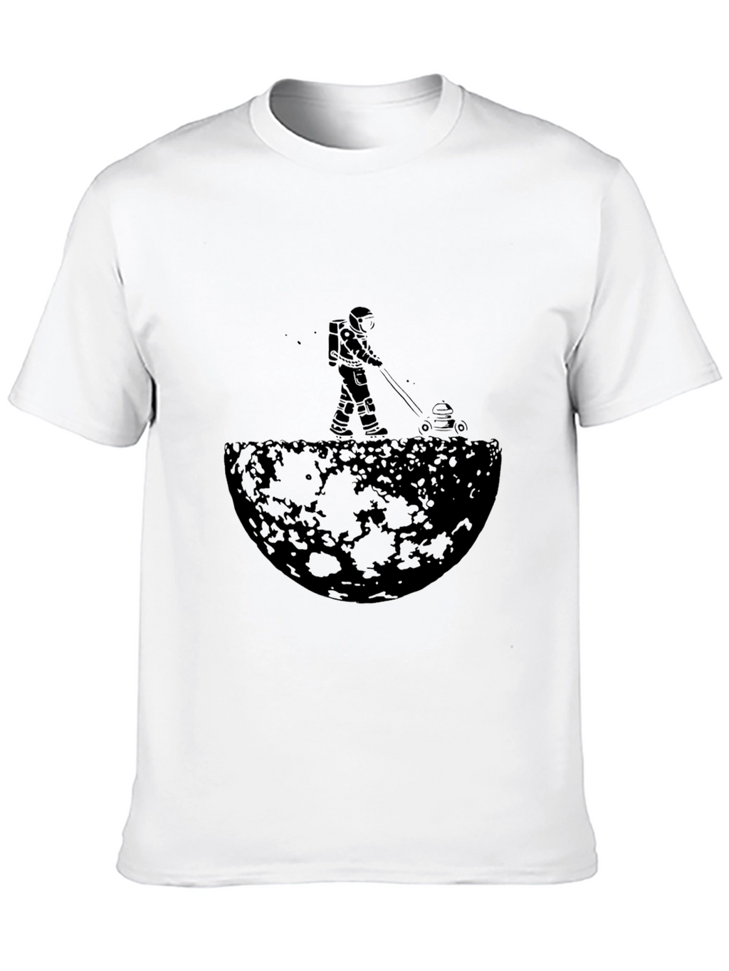 Astronaut Mowing Moon Lawn Black Graphic Tee