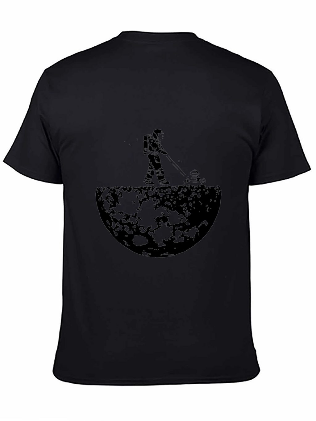 Astronaut Mowing Moon Lawn Black Graphic Tee