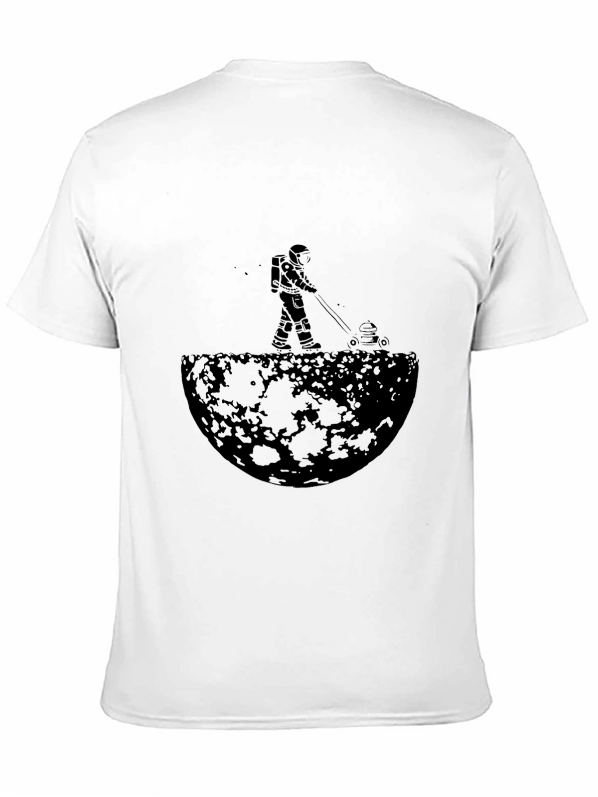 Astronaut Mowing Moon Lawn Black Graphic Tee