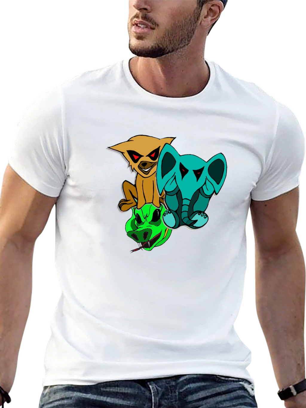 Cartoon Animals Stacked T-Shirt
