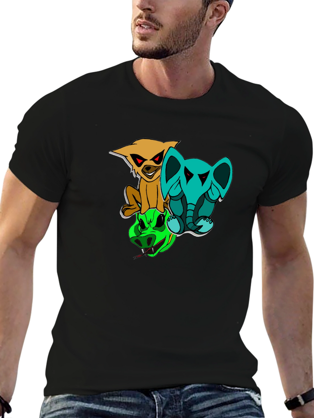 Cartoon Animals Stacked T-Shirt