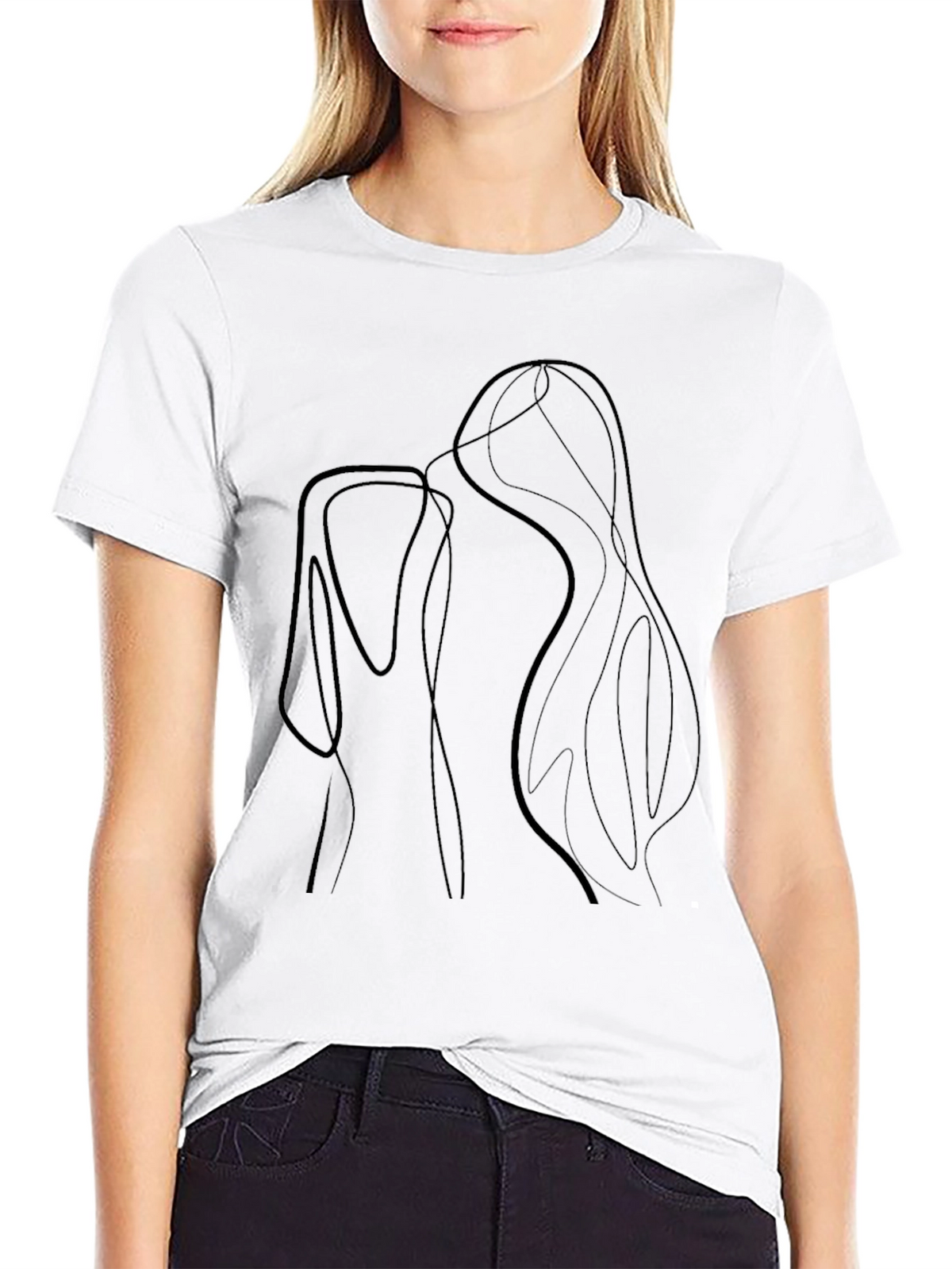 Abstract Line Art Black T-Shirt