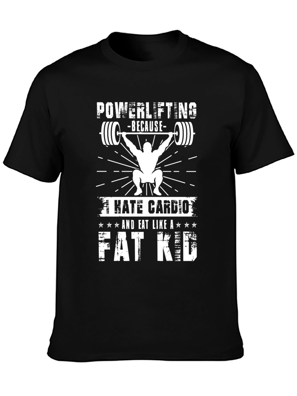 Powerlifting Fat Kid Black Graphic T-Shirt