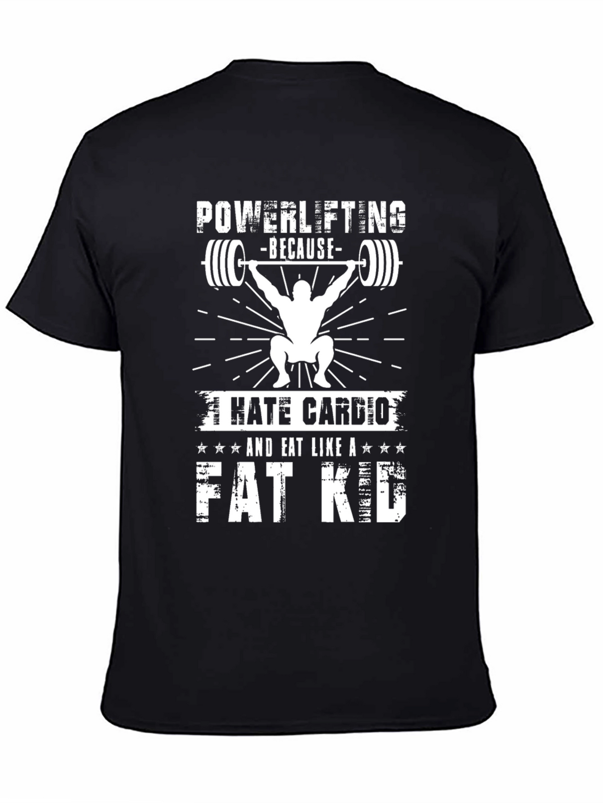 Powerlifting Fat Kid Black Graphic T-Shirt