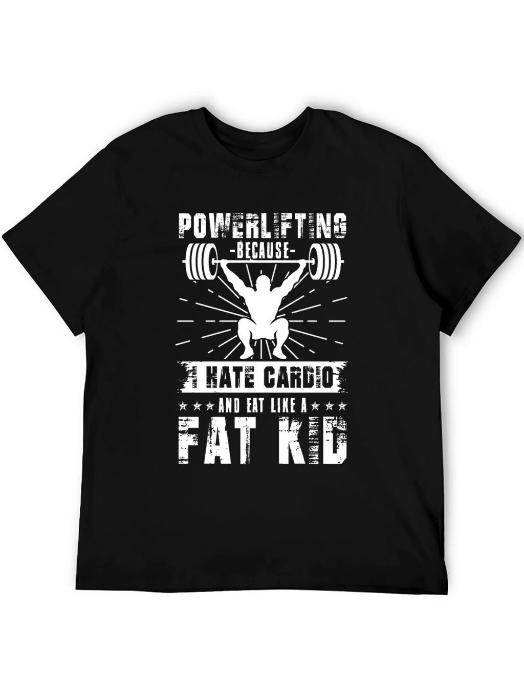 Powerlifting Fat Kid Black Graphic T-Shirt