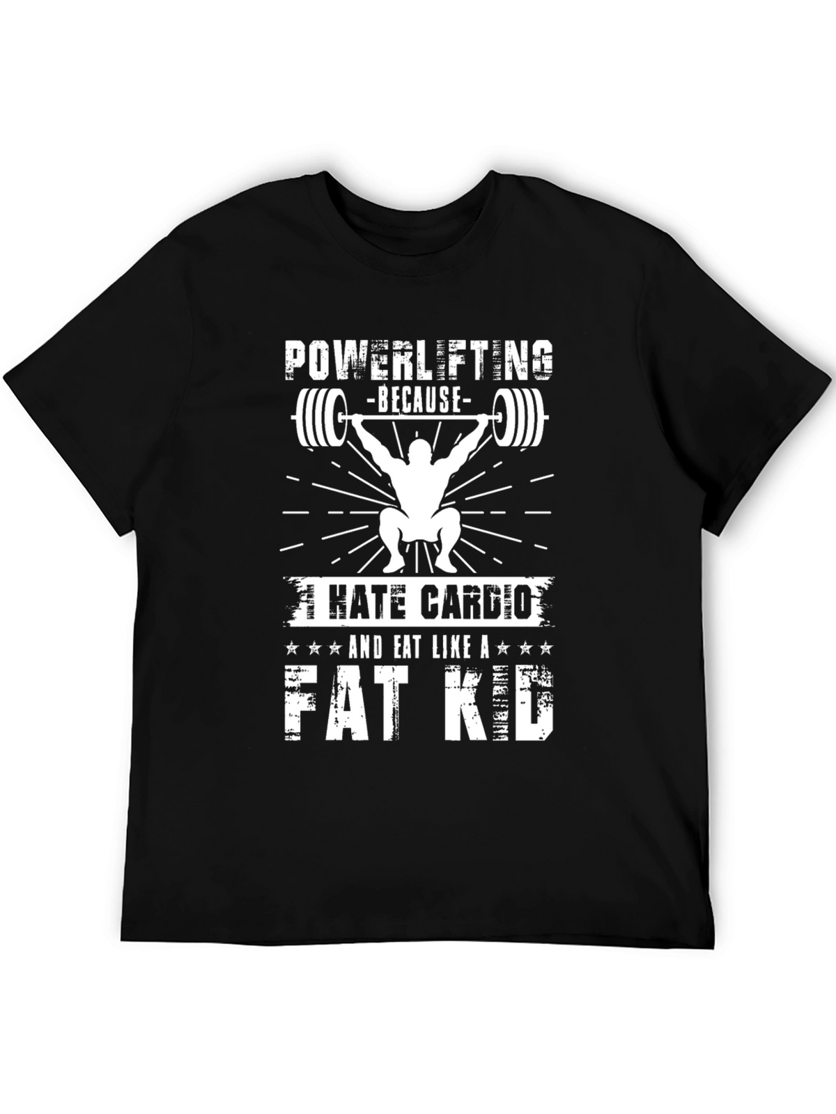 Powerlifting Fat Kid Black Graphic T-Shirt