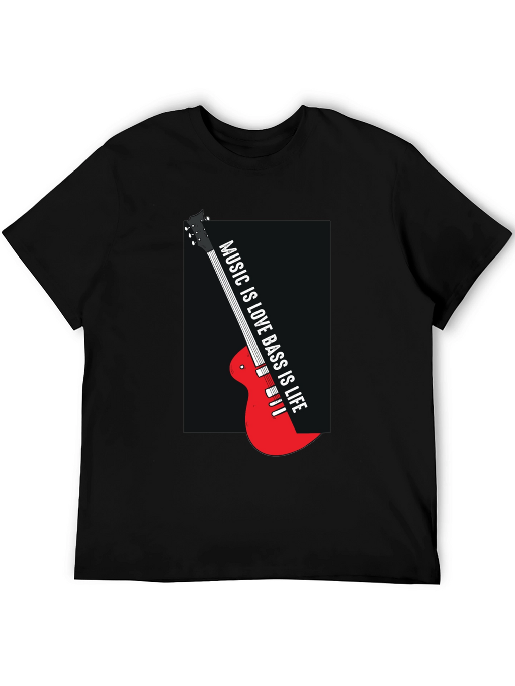 Music is Love Bass is Life Black T-Shirt
