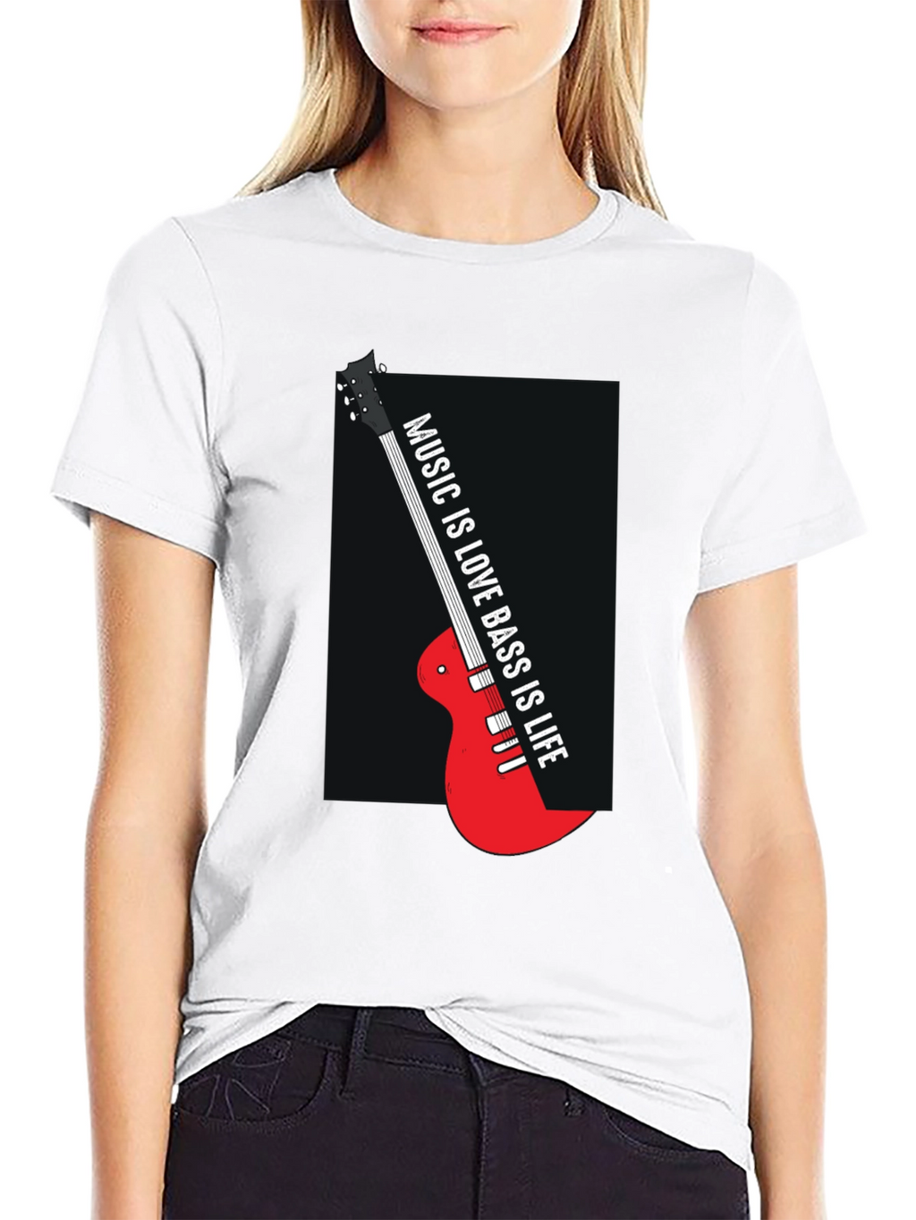 Music is Love Bass is Life Black T-Shirt