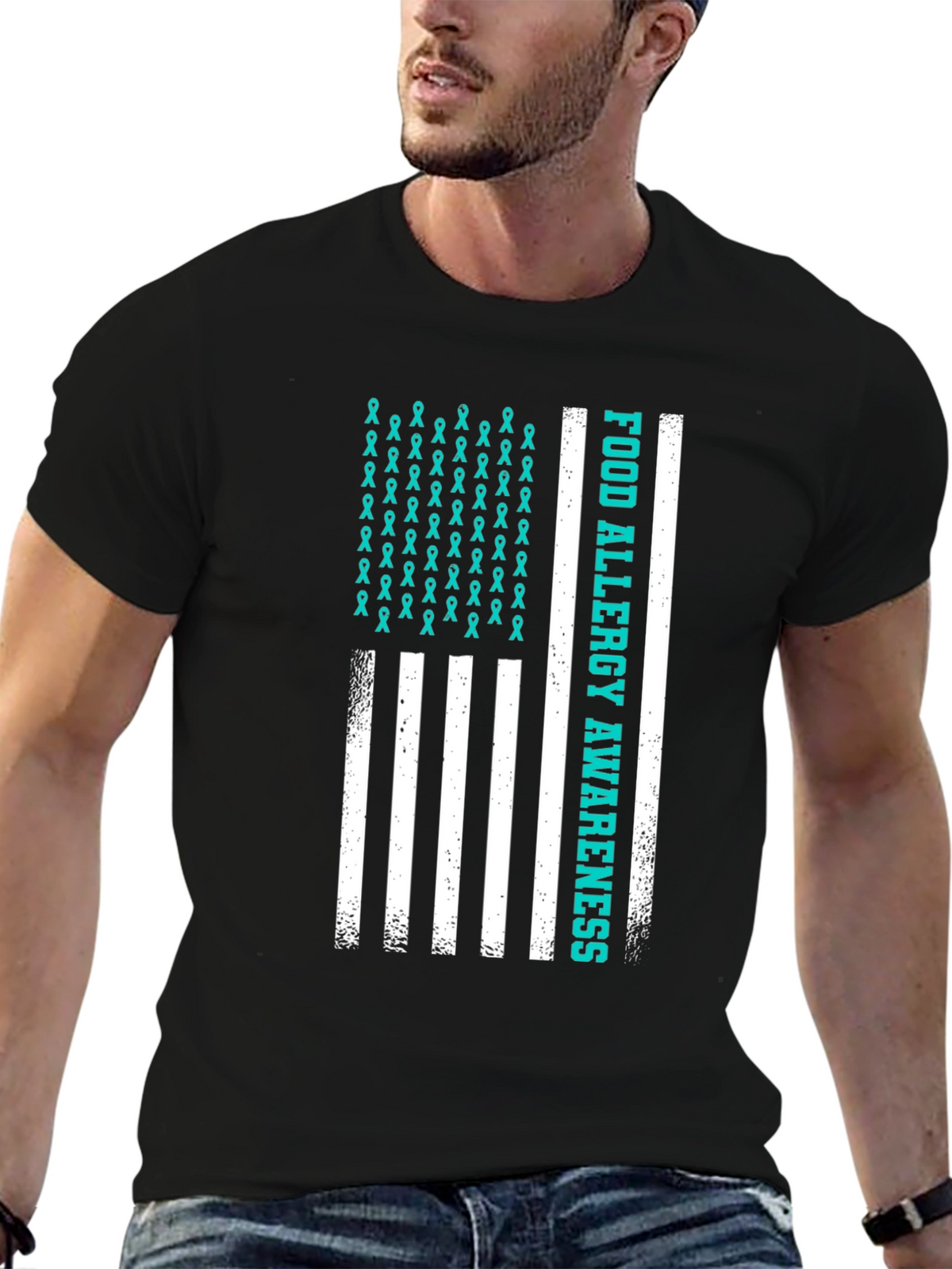 Food Allergy Awareness American Flag T-Shirt