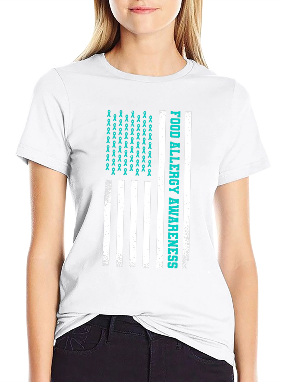 Food Allergy Awareness American Flag T-Shirt