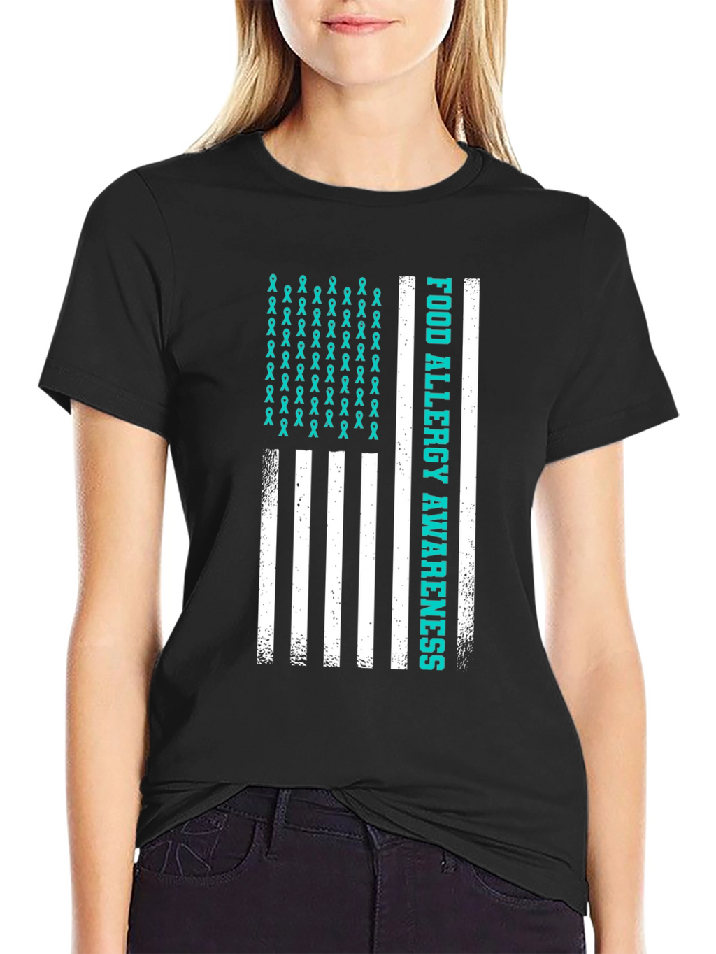 Food Allergy Awareness American Flag T-Shirt