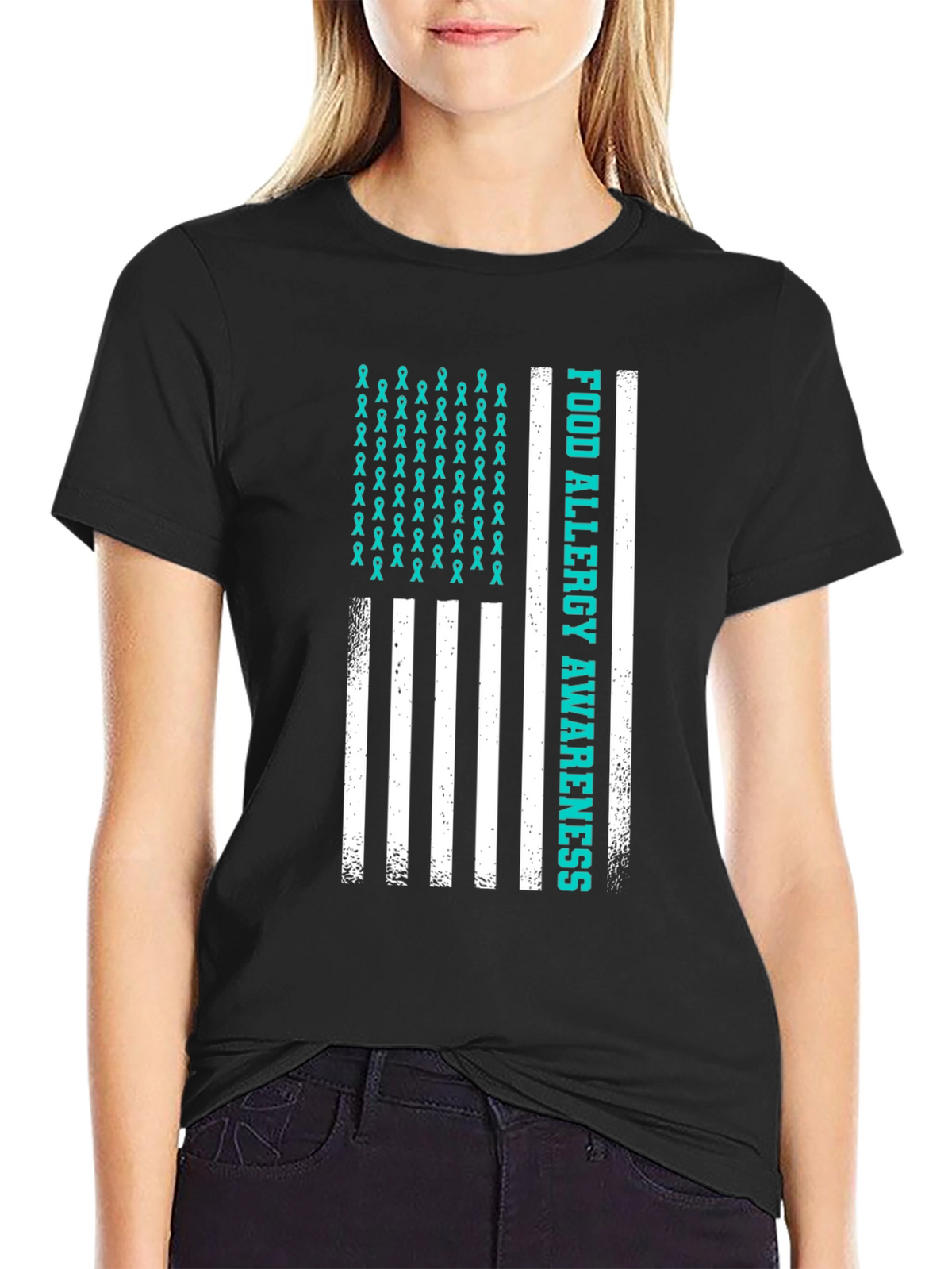 Food Allergy Awareness American Flag T-Shirt