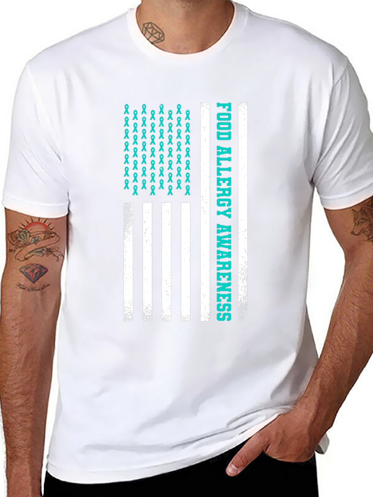 Food Allergy Awareness American Flag T-Shirt