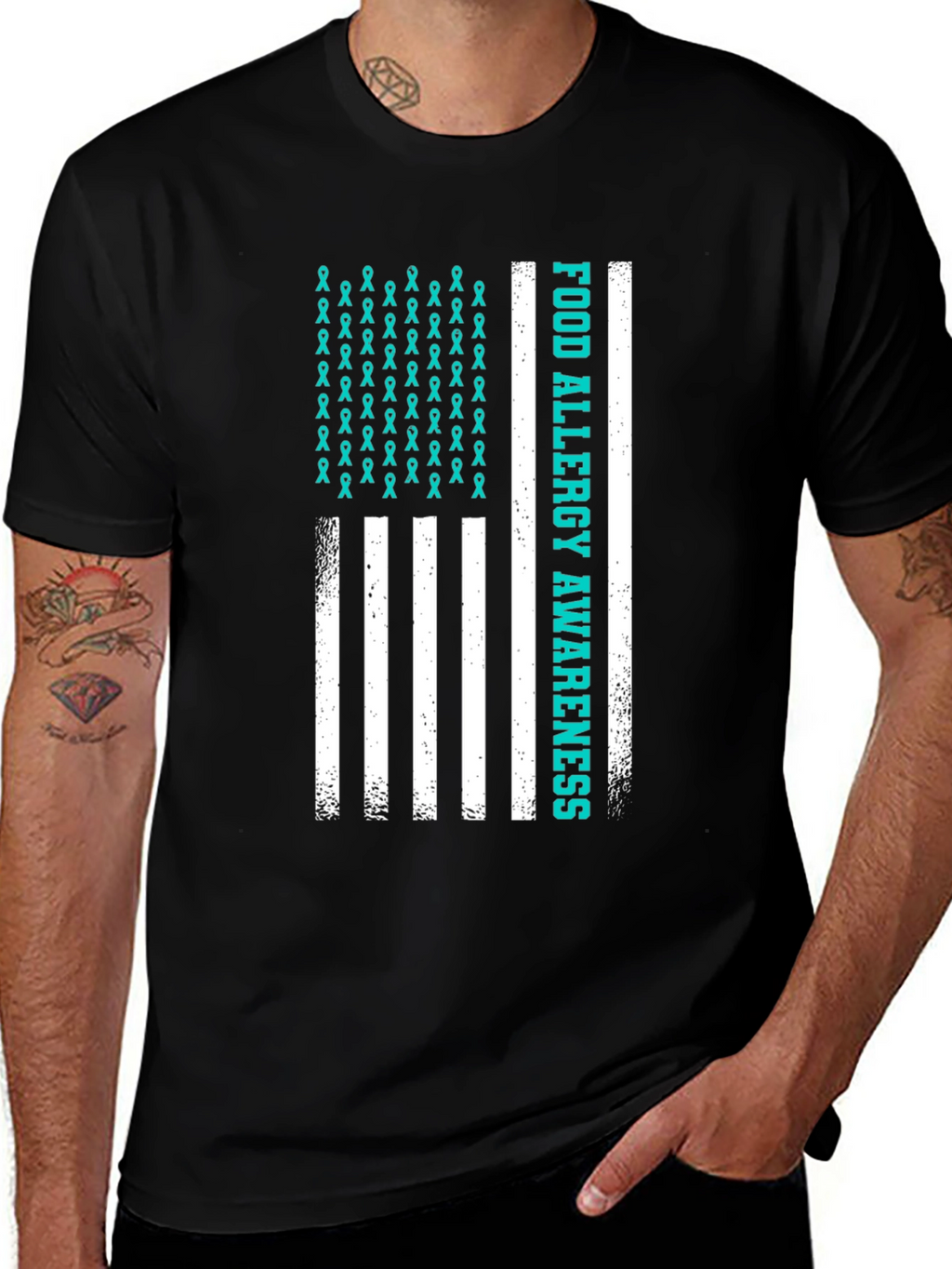Food Allergy Awareness American Flag T-Shirt