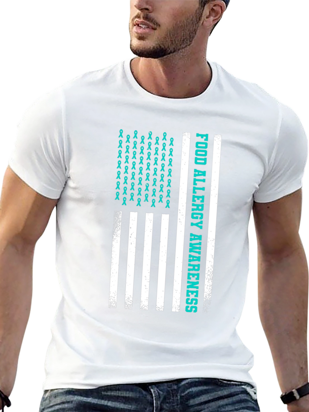 Food Allergy Awareness American Flag T-Shirt