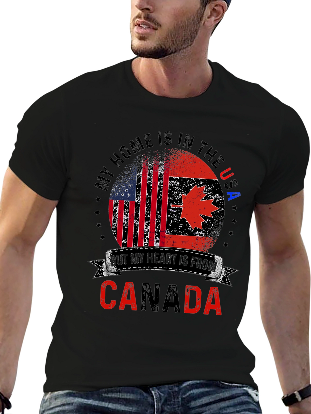 USA/Canada Flag Graphic Tee