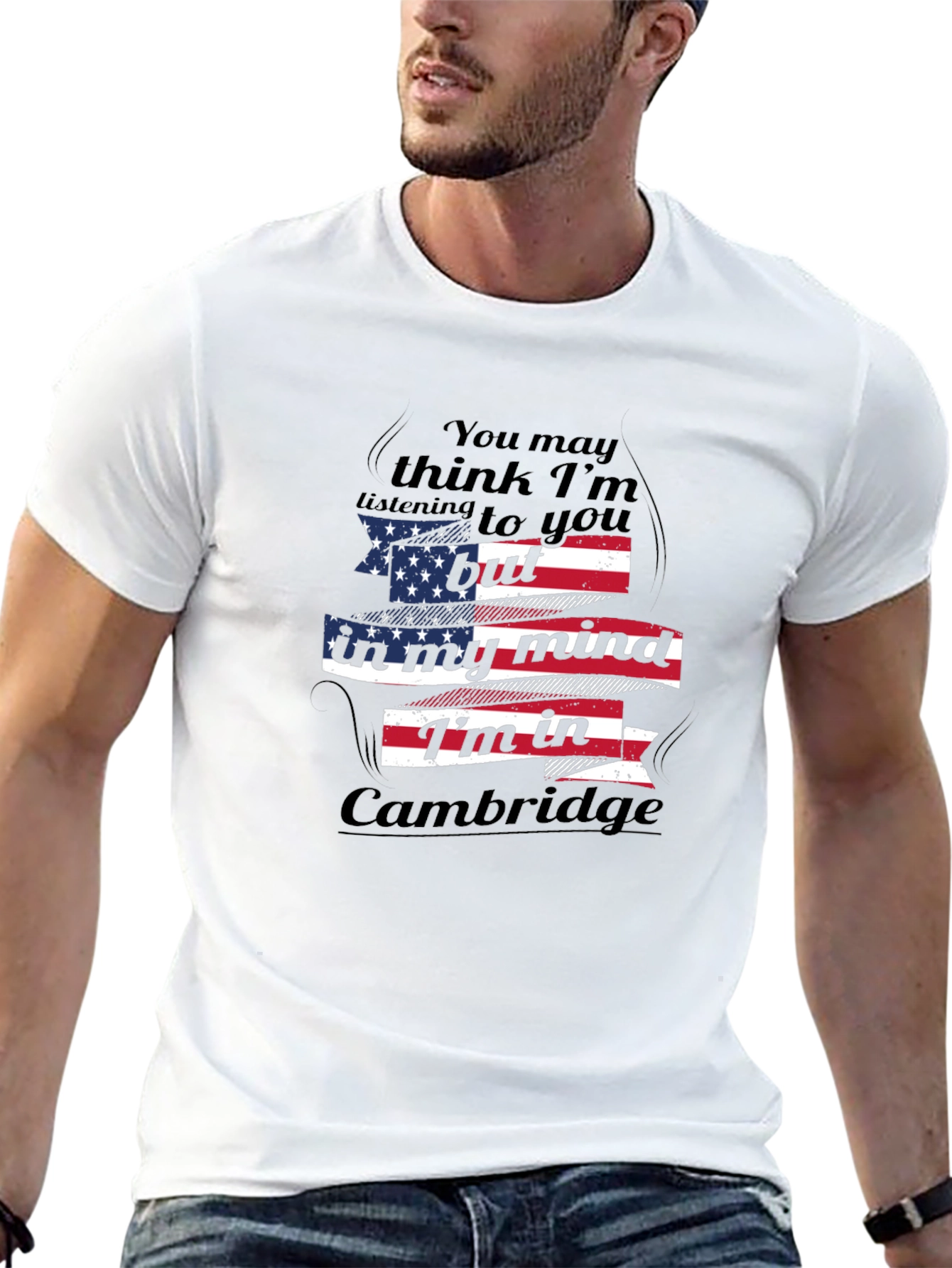 Cambridge Mind T-Shirt - Patriotic American Flag Design