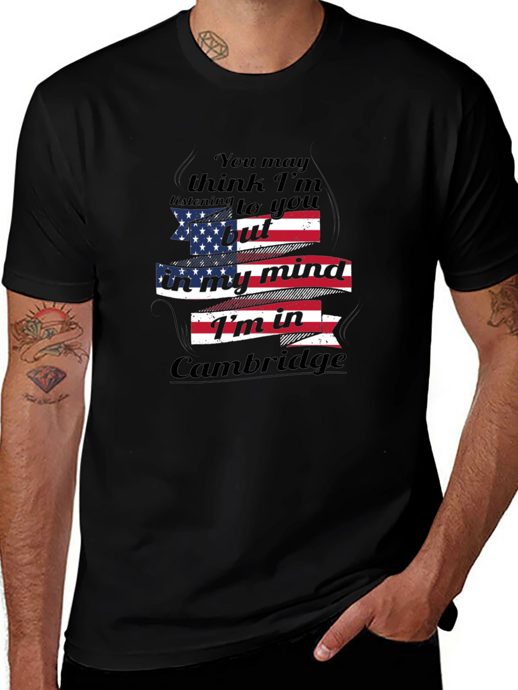 Cambridge Mind T-Shirt - Patriotic American Flag Design