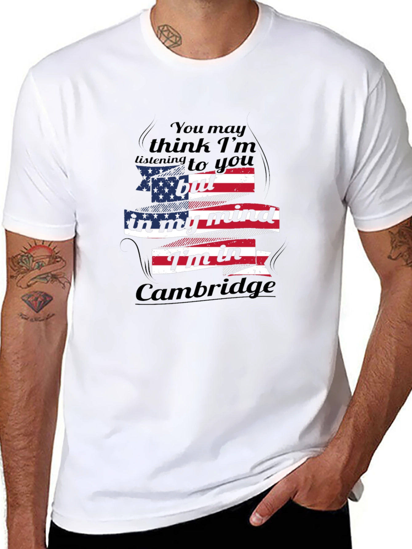 Cambridge Mind T-Shirt - Patriotic American Flag Design
