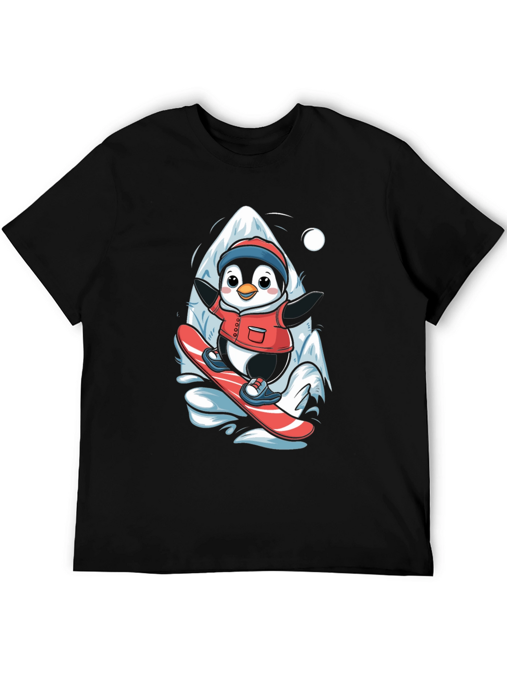 Penguin Snowboarding T-Shirt - Cute Graphic Tee