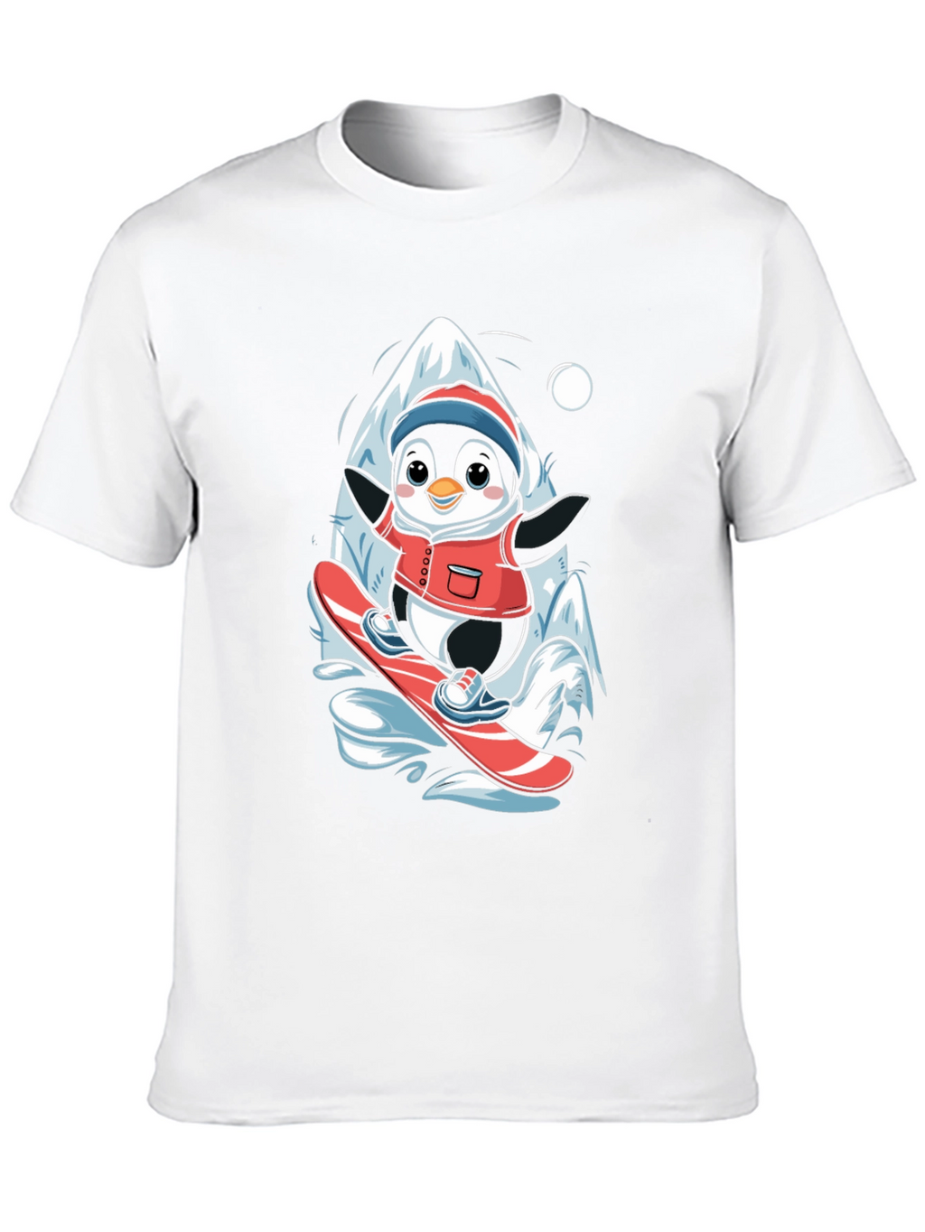 Penguin Snowboarding T-Shirt - Cute Graphic Tee