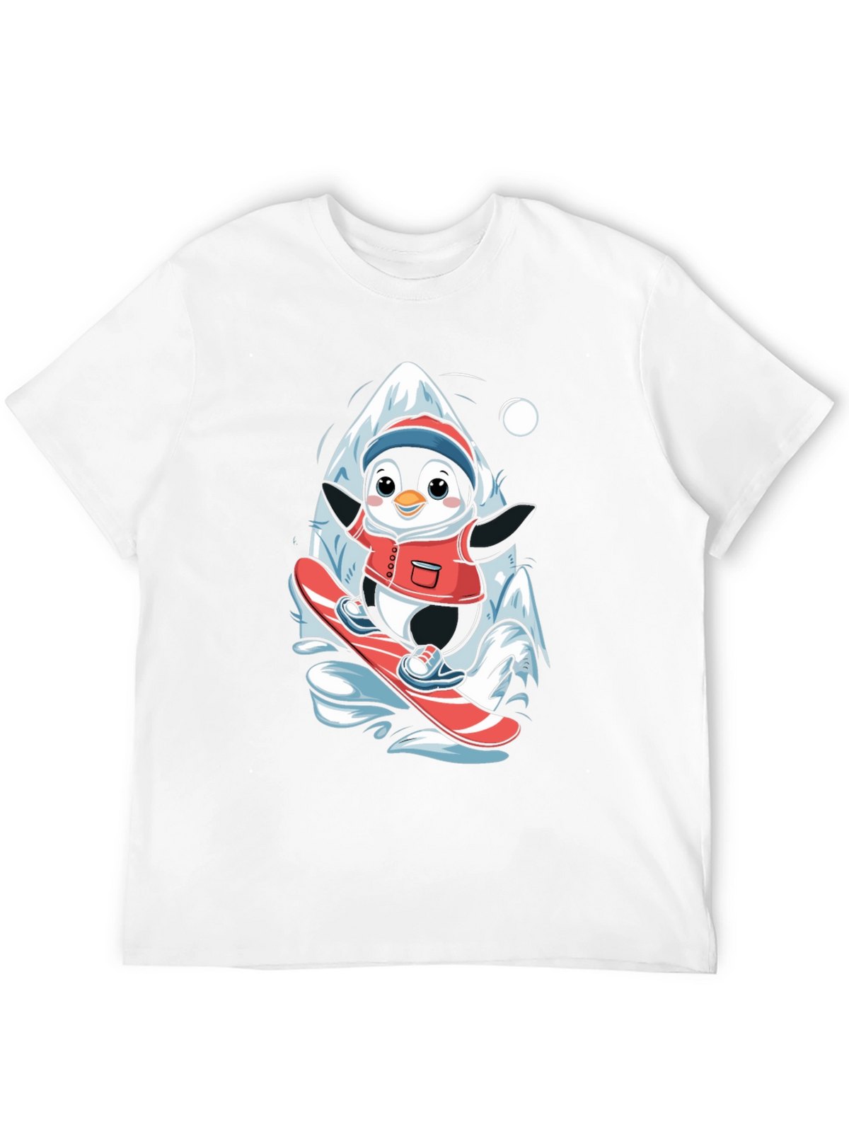 Penguin Snowboarding T-Shirt - Cute Graphic Tee