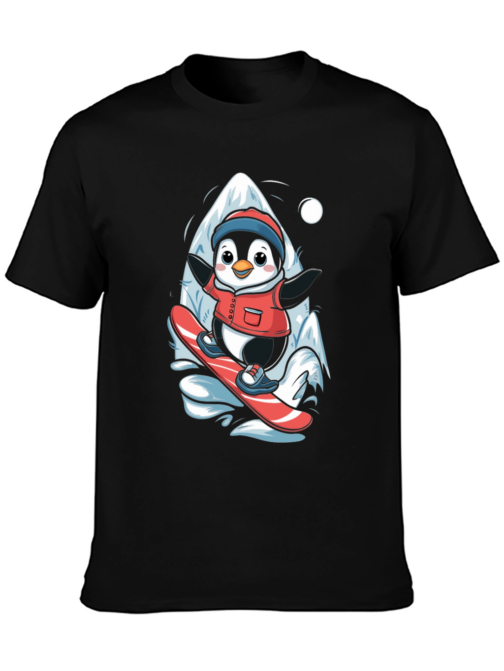 Penguin Snowboarding T-Shirt - Cute Graphic Tee