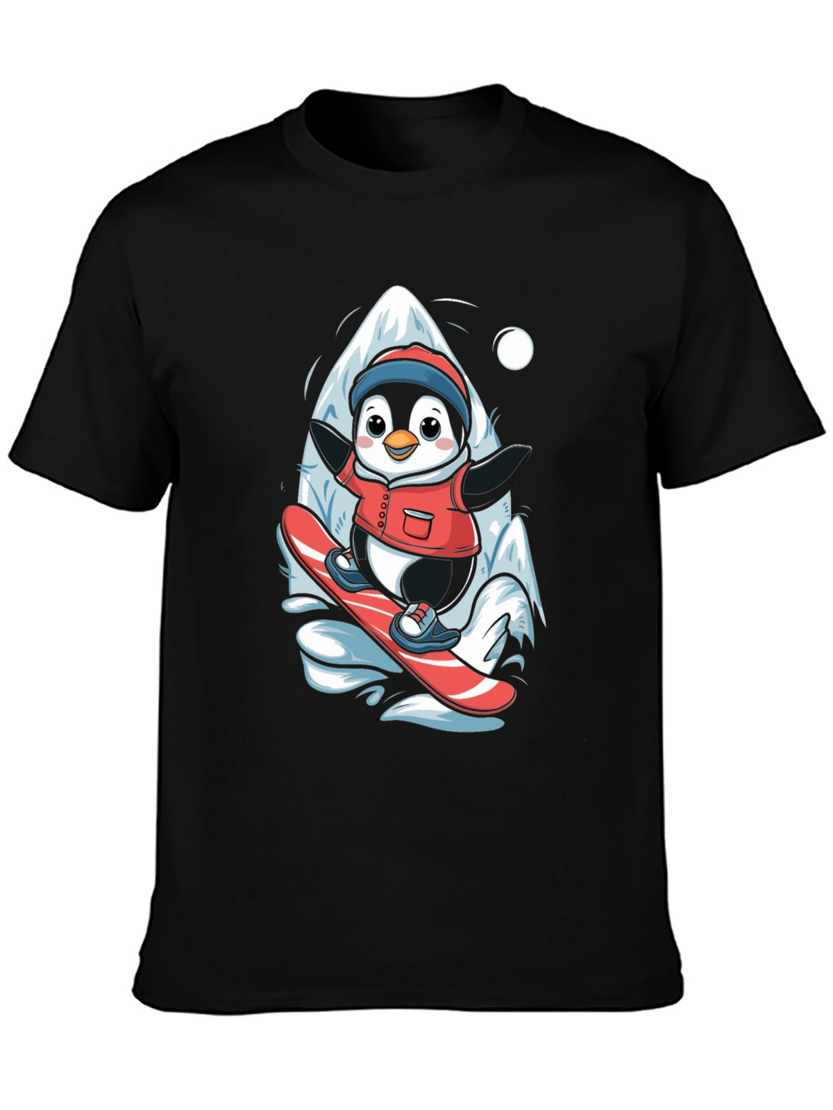 Penguin Snowboarding T-Shirt - Cute Graphic Tee