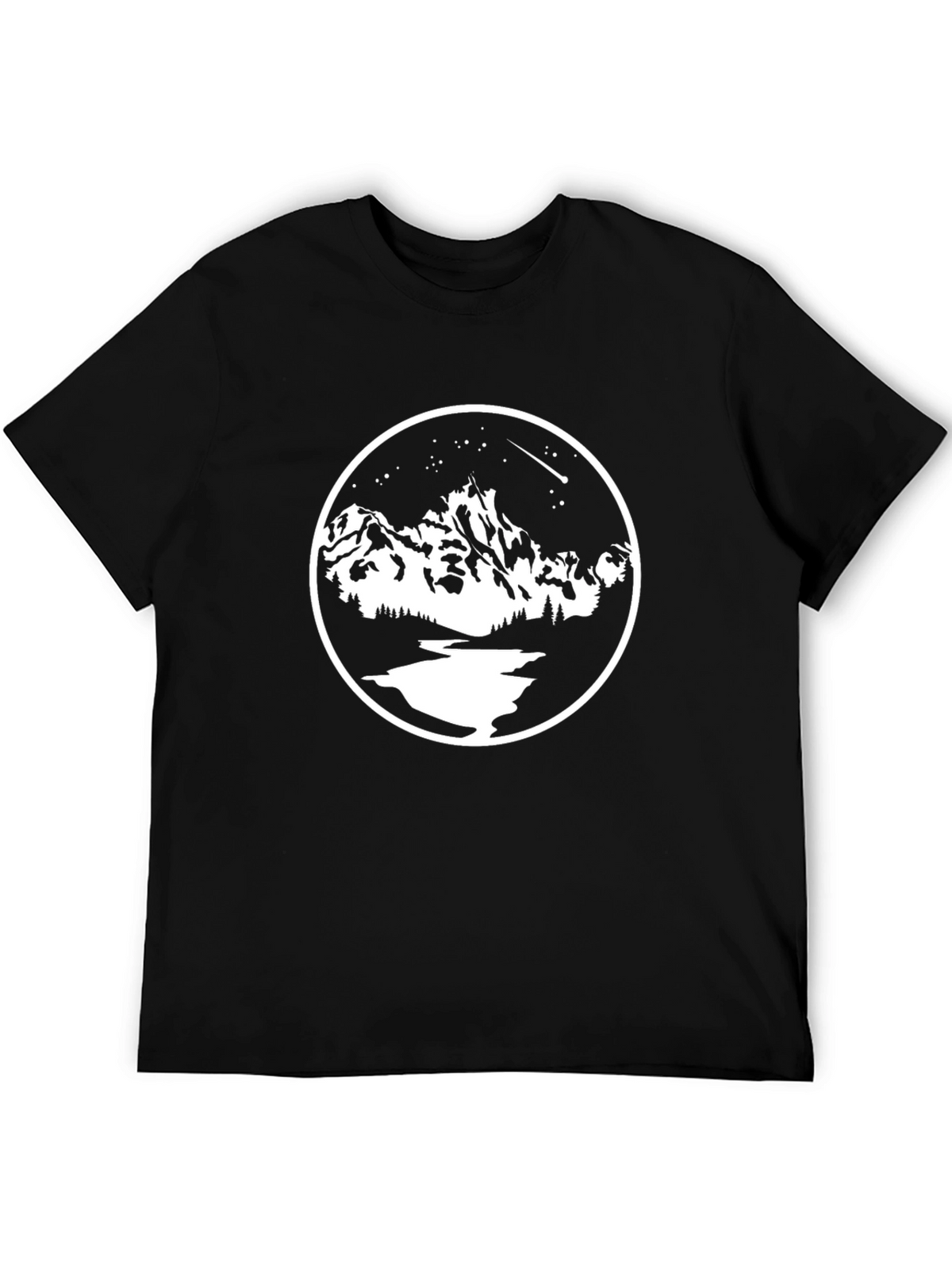 Mountain Scene Graphic Tee - Black
