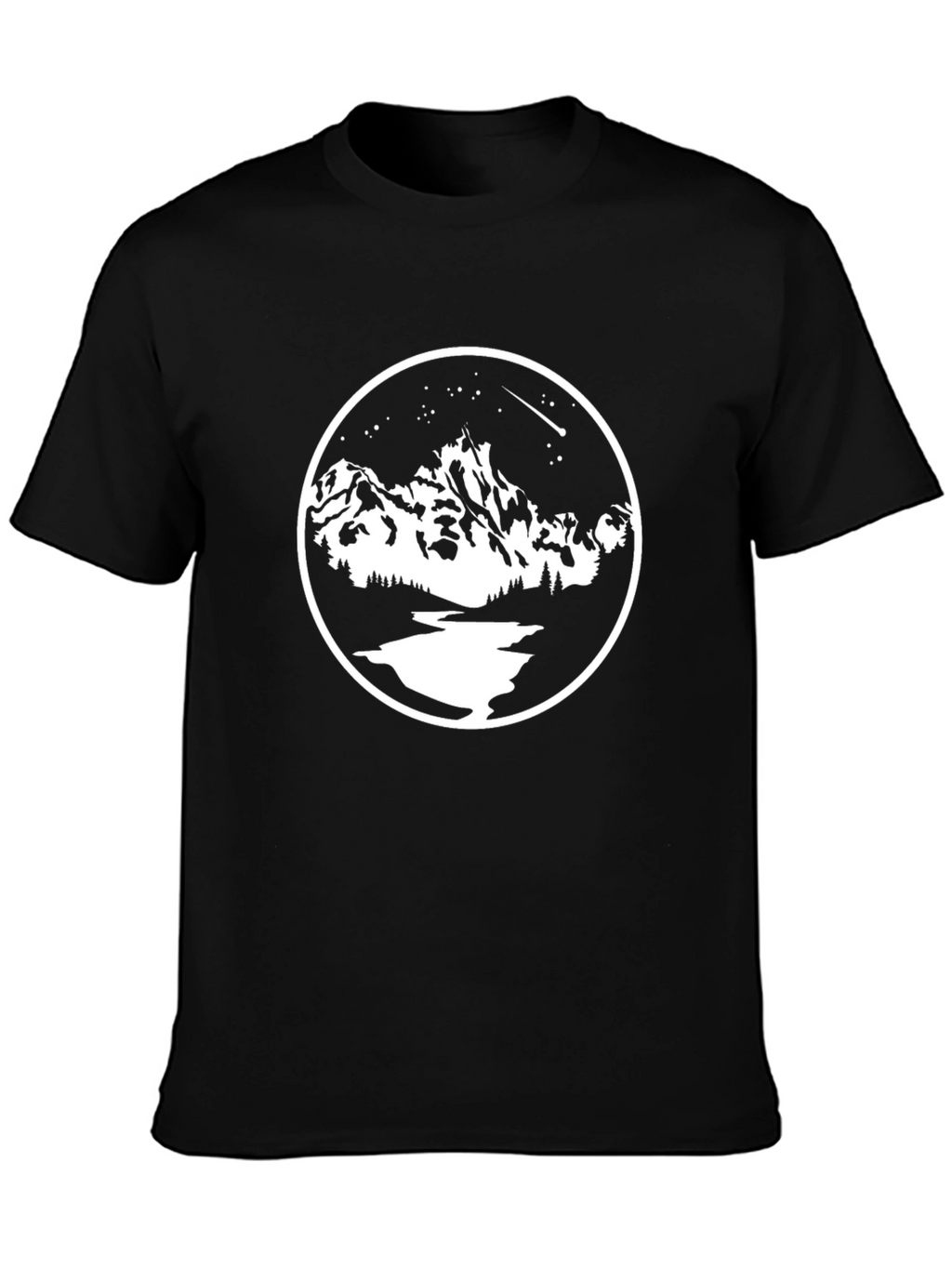 Mountain Scene Graphic Tee - Black