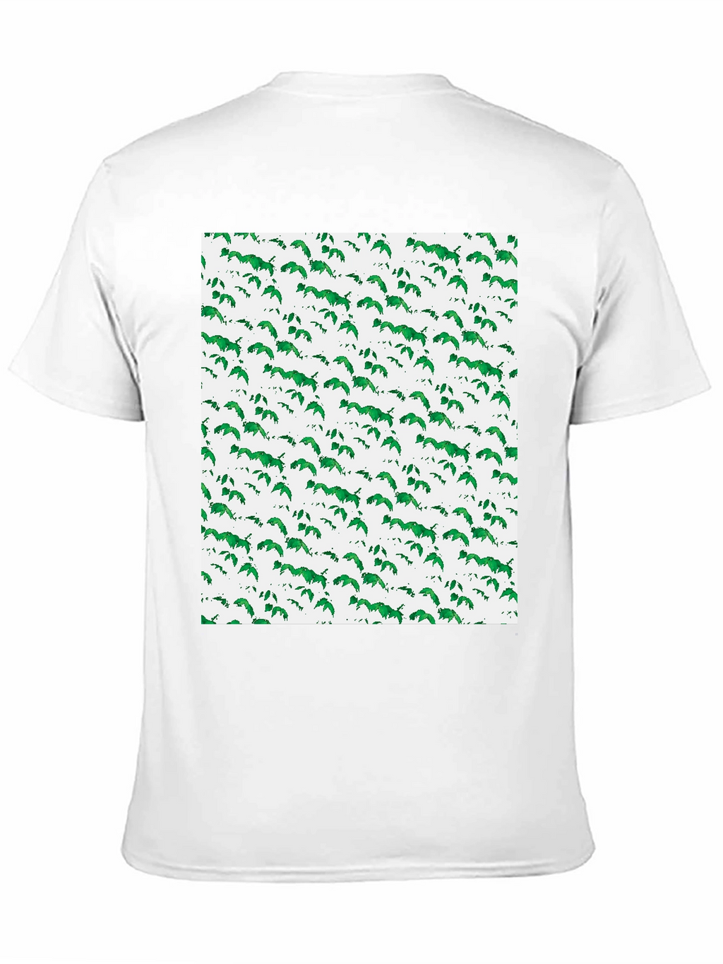 Green Leaf Pattern Black T-Shirt