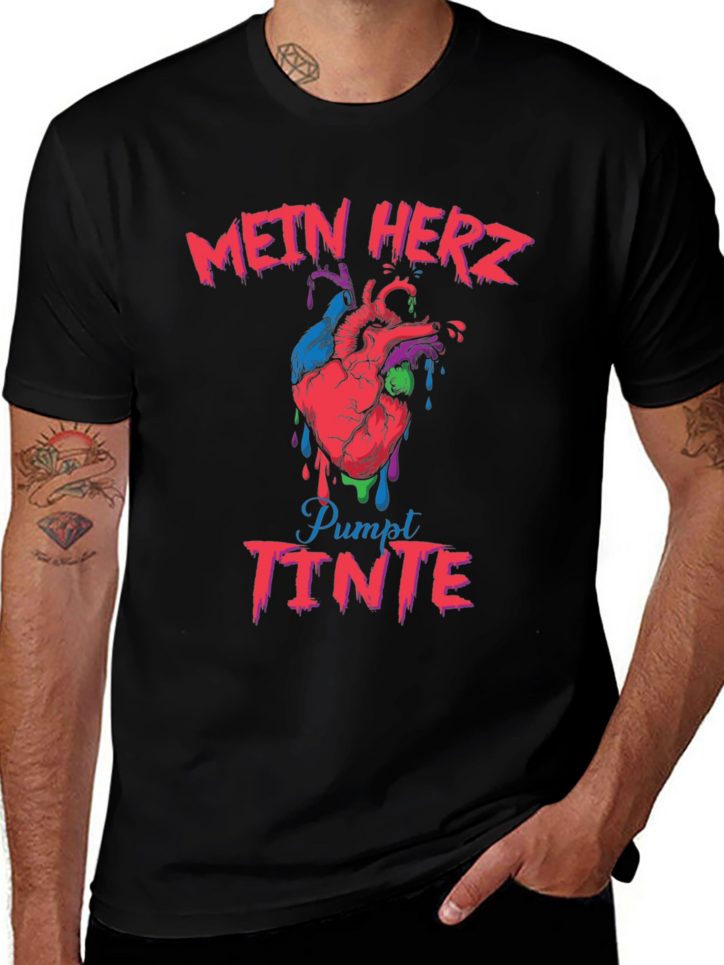 Mein Herz Pumpt Tinte Mens Graphic Tee
