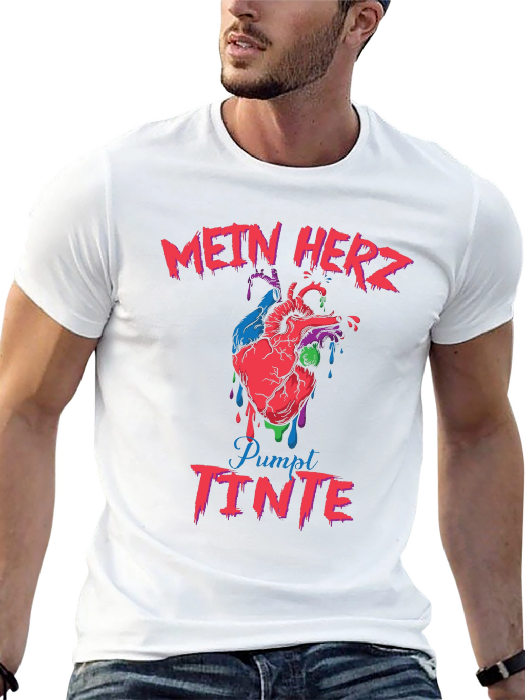 Mein Herz Pumpt Tinte Mens Graphic Tee