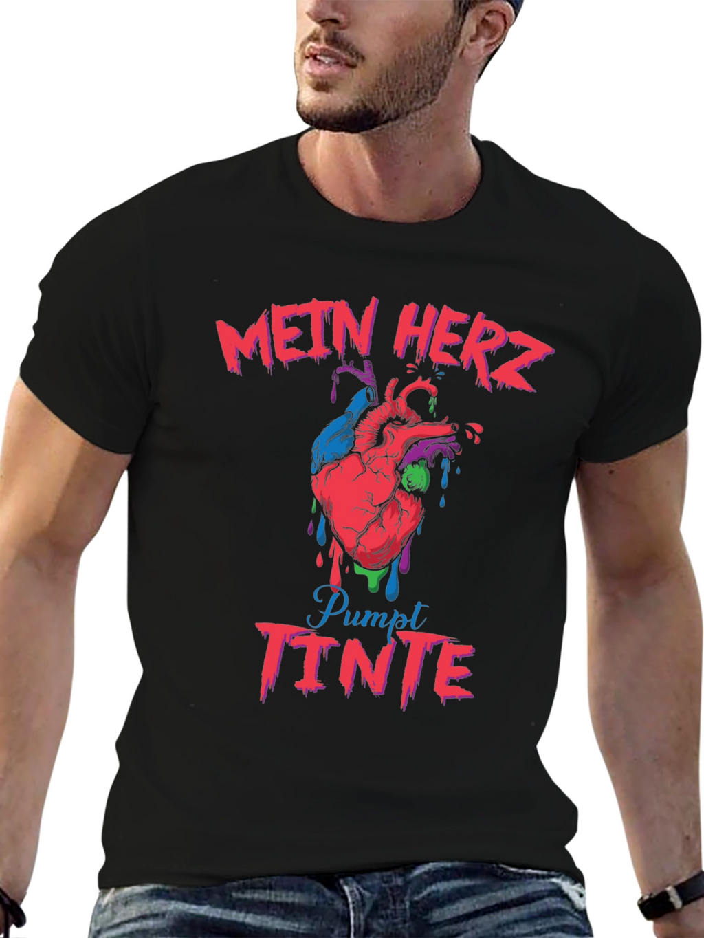 Mein Herz Pumpt Tinte Mens Graphic Tee