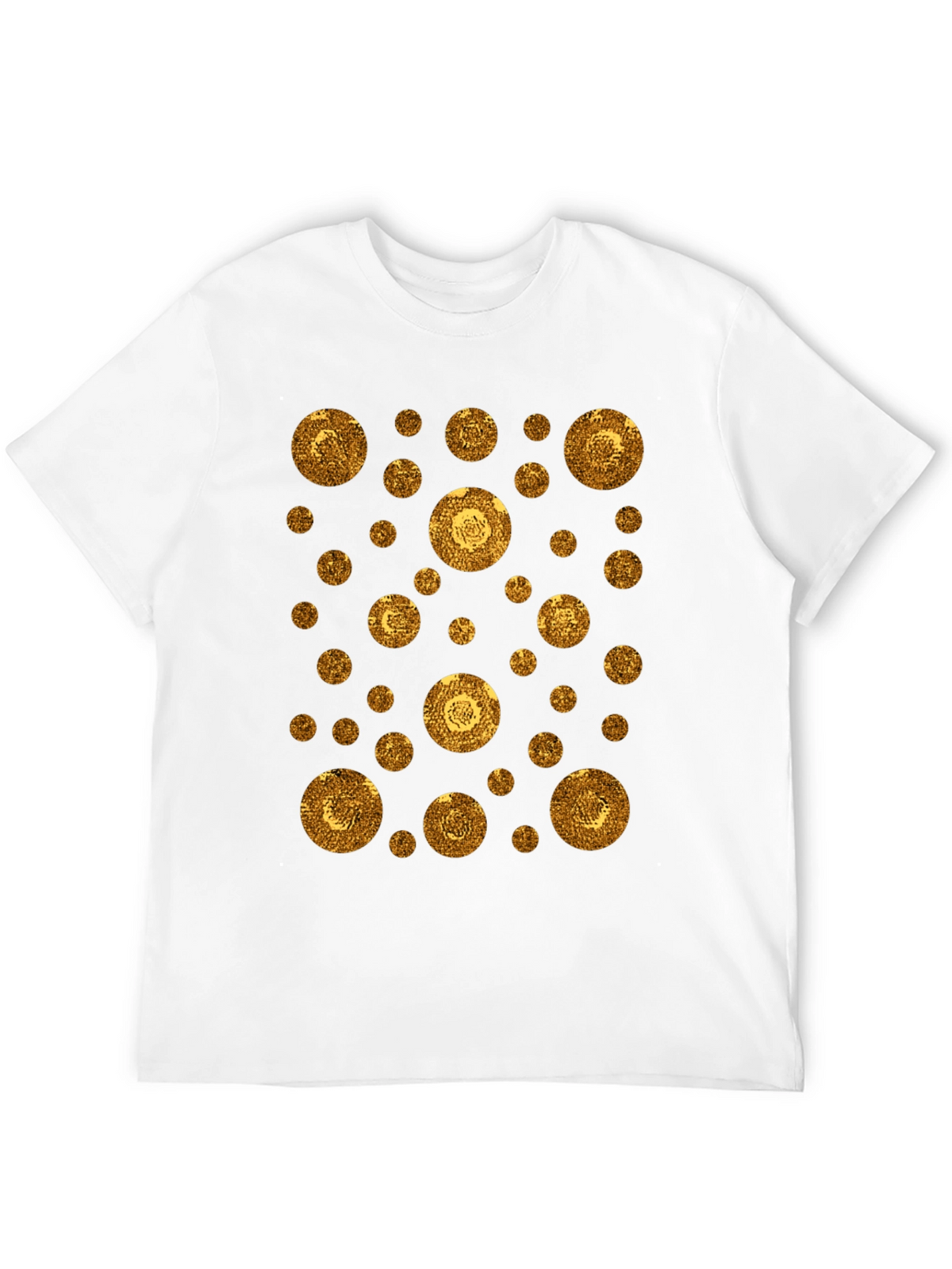 Gold Circle Pattern Black T-Shirt