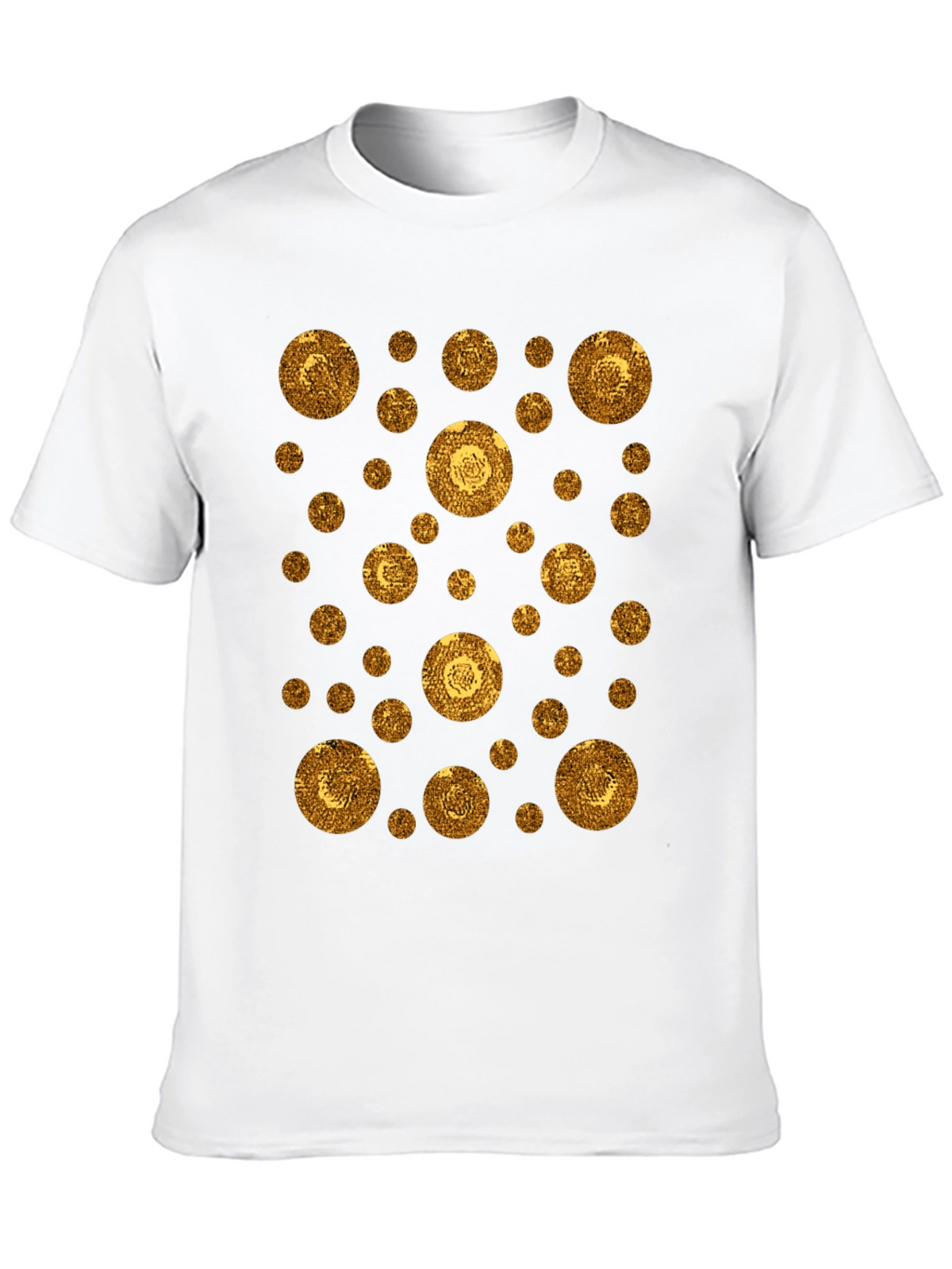 Gold Circle Pattern Black T-Shirt