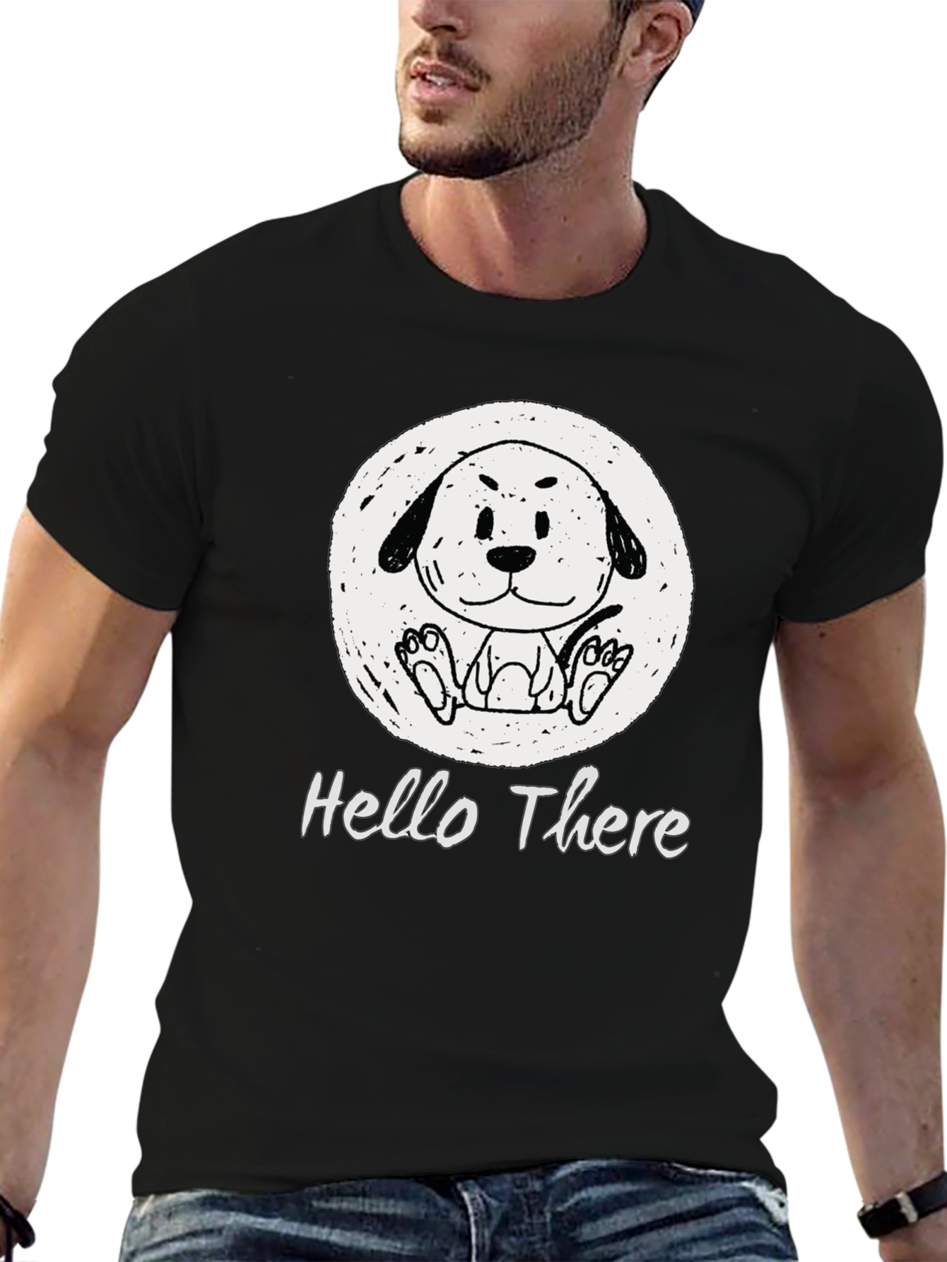 Cute Doodle Dog Graphic Tee - Hello There