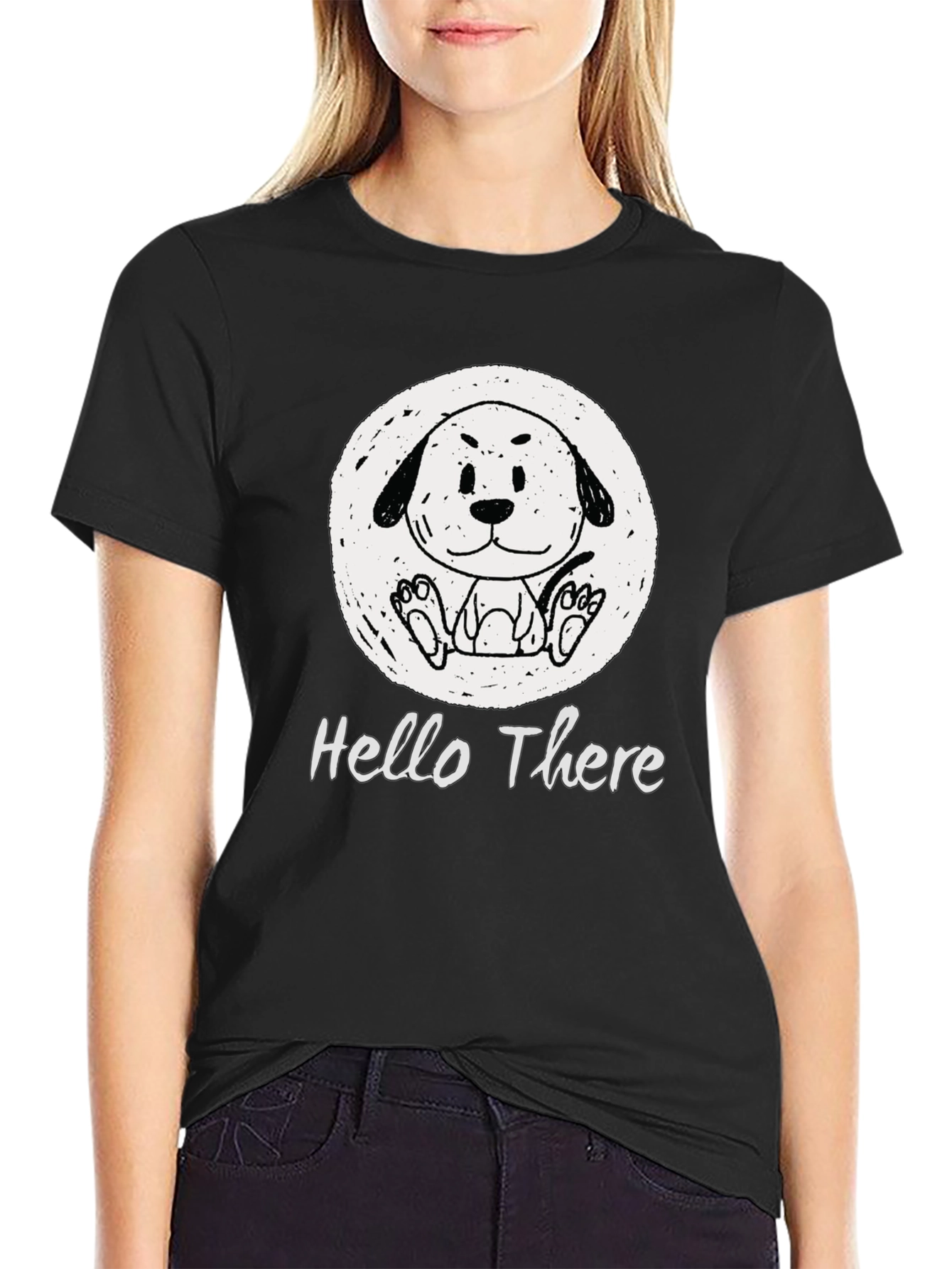 Cute Doodle Dog Graphic Tee - Hello There