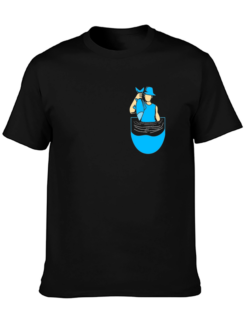 Fisherman Pocket T-Shirt - Novelty Graphic Tee