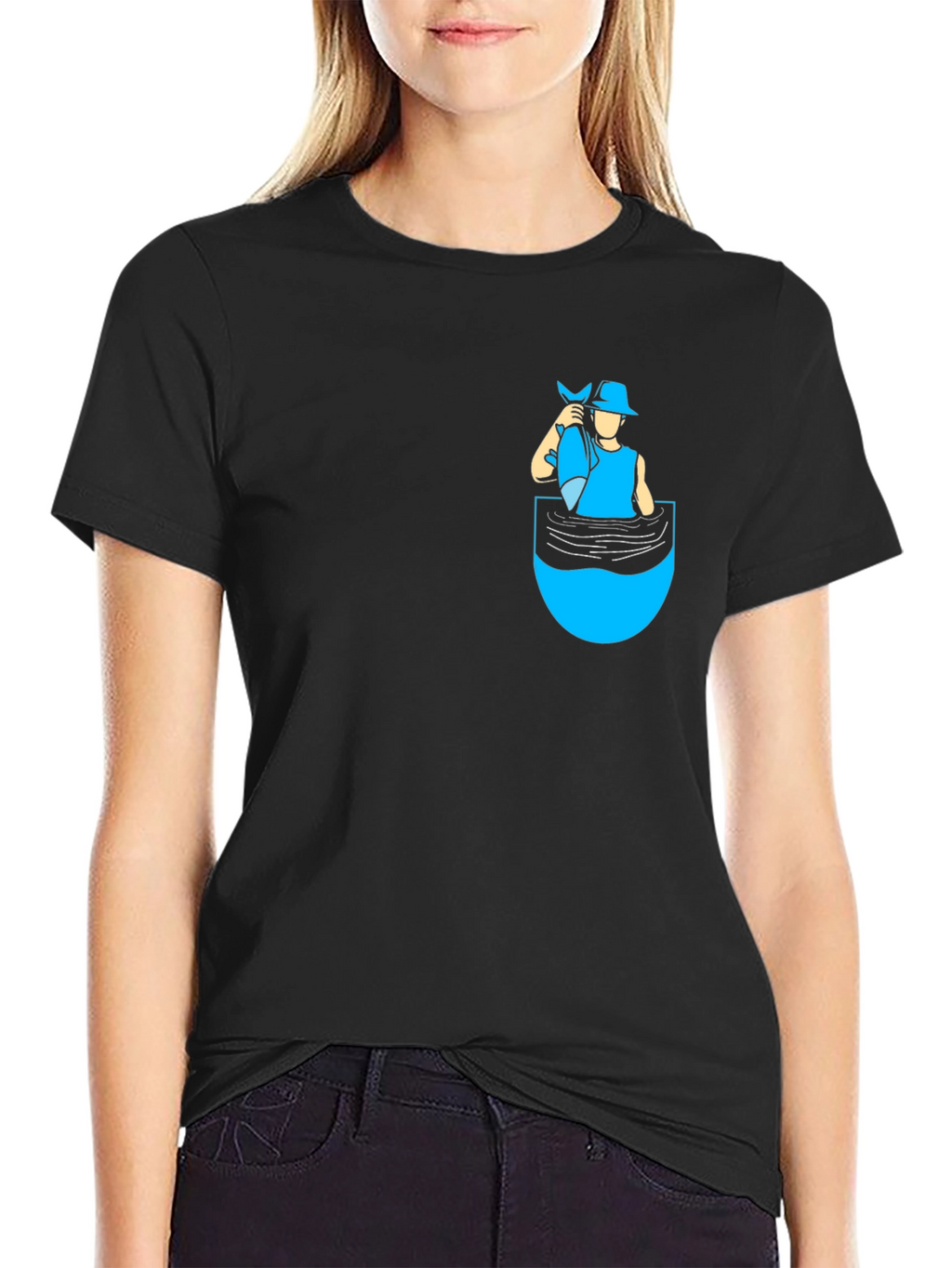 Fisherman Pocket T-Shirt - Novelty Graphic Tee