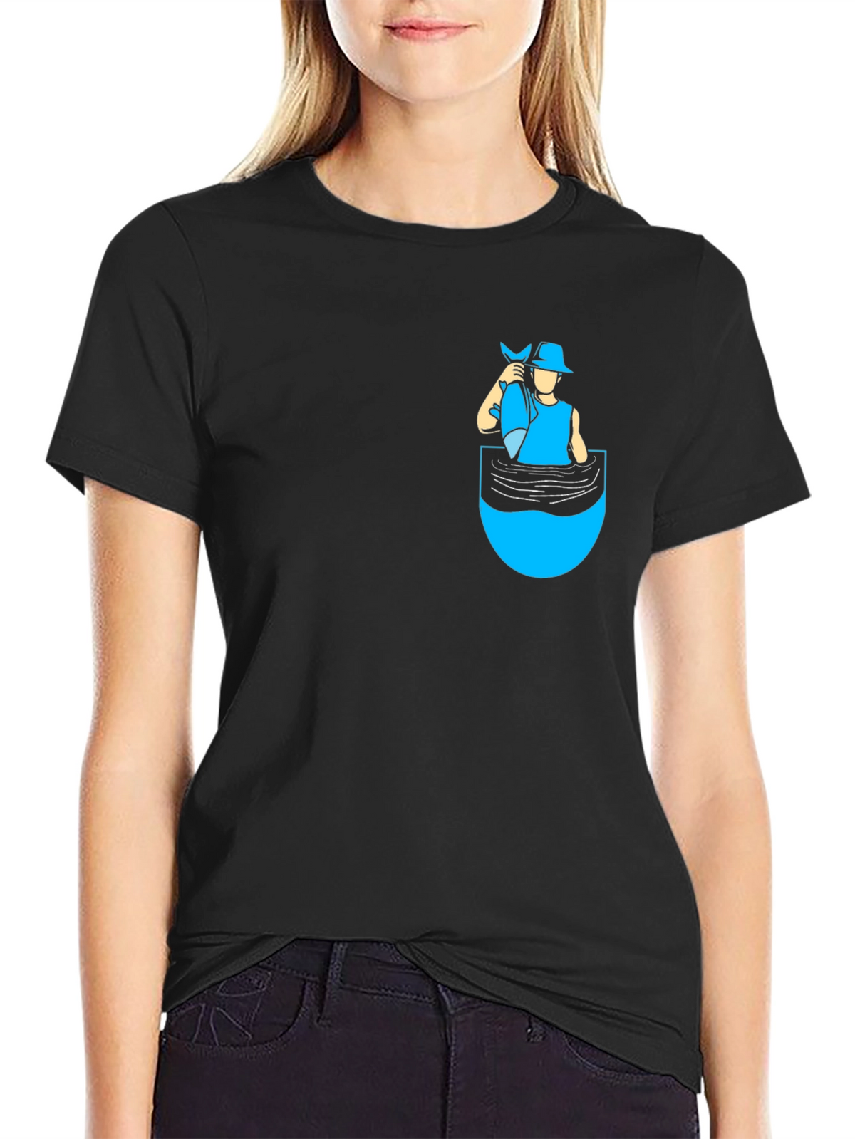 Fisherman Pocket T-Shirt - Novelty Graphic Tee