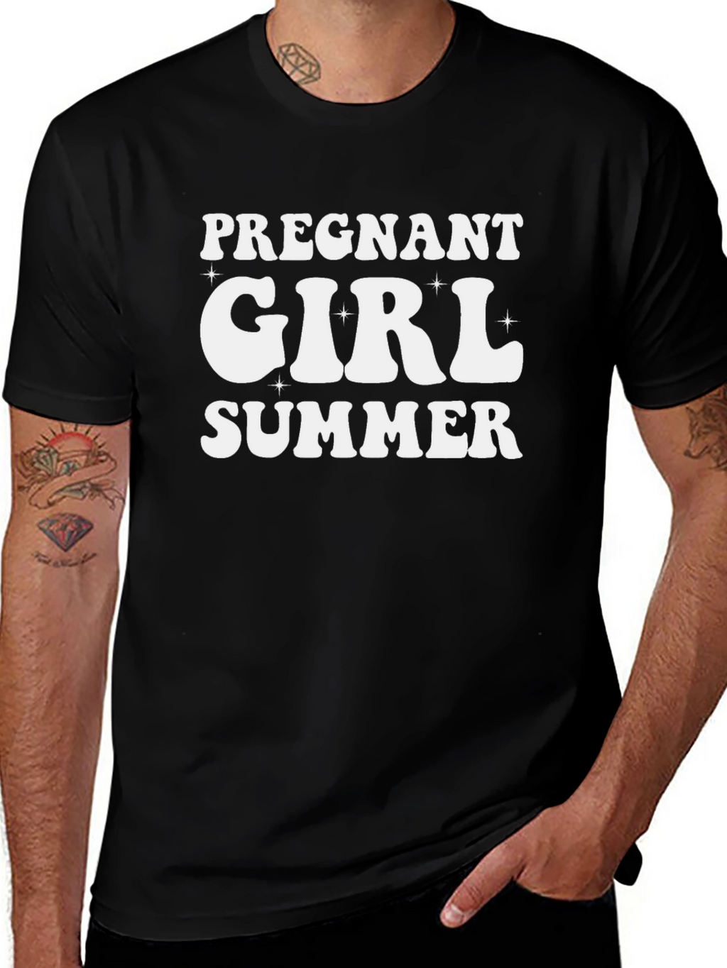 Pregnant Girl Summer Black T-Shirt