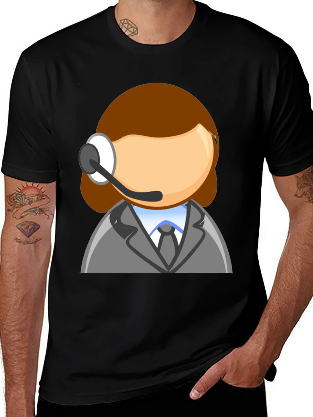 Call Center Agent Cartoon T-Shirt