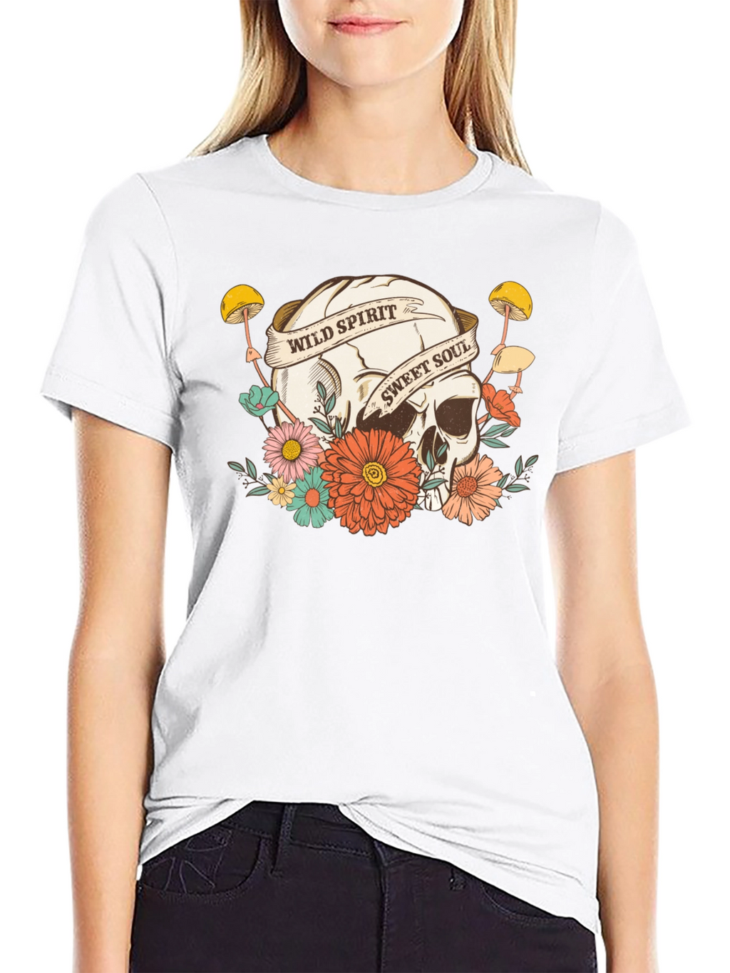 Wild Spirit Skull Graphic T-Shirt