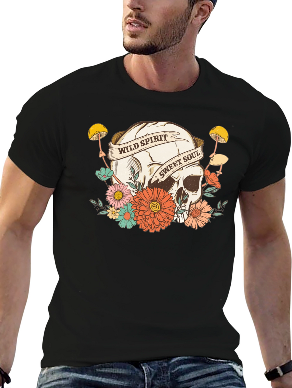 Wild Spirit Skull Graphic T-Shirt