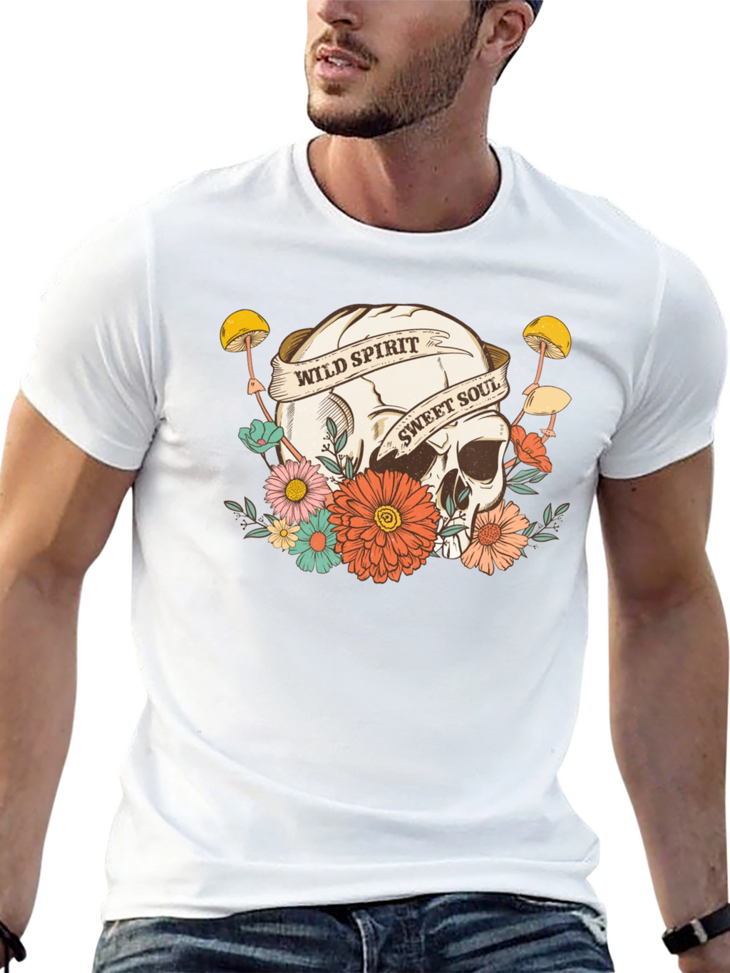 Wild Spirit Skull Graphic T-Shirt